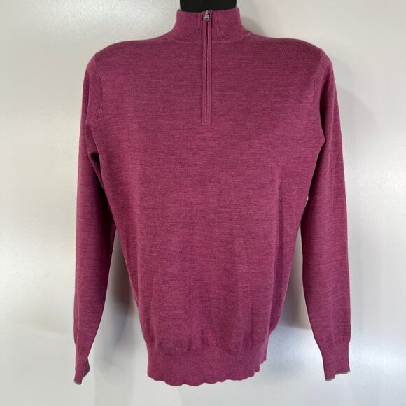 Peter Millar Crown Crafted Cashmere Quarter Zip Pullover Long Sleeve Knit Pink - Picture 4 of 6